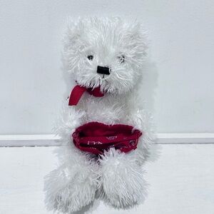 HBC Animal Adventure White Plush Bear‎ with Red Scarf & Pouch 12 Inches